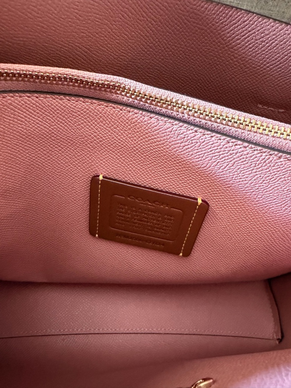 Coach 2026 Powder Pink Signature Mollie Tote with Tan Handles and Gold Hardware - Picture 6 of 10